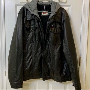 Levi’s Vintage Black Faux Leather Trucker Jacket